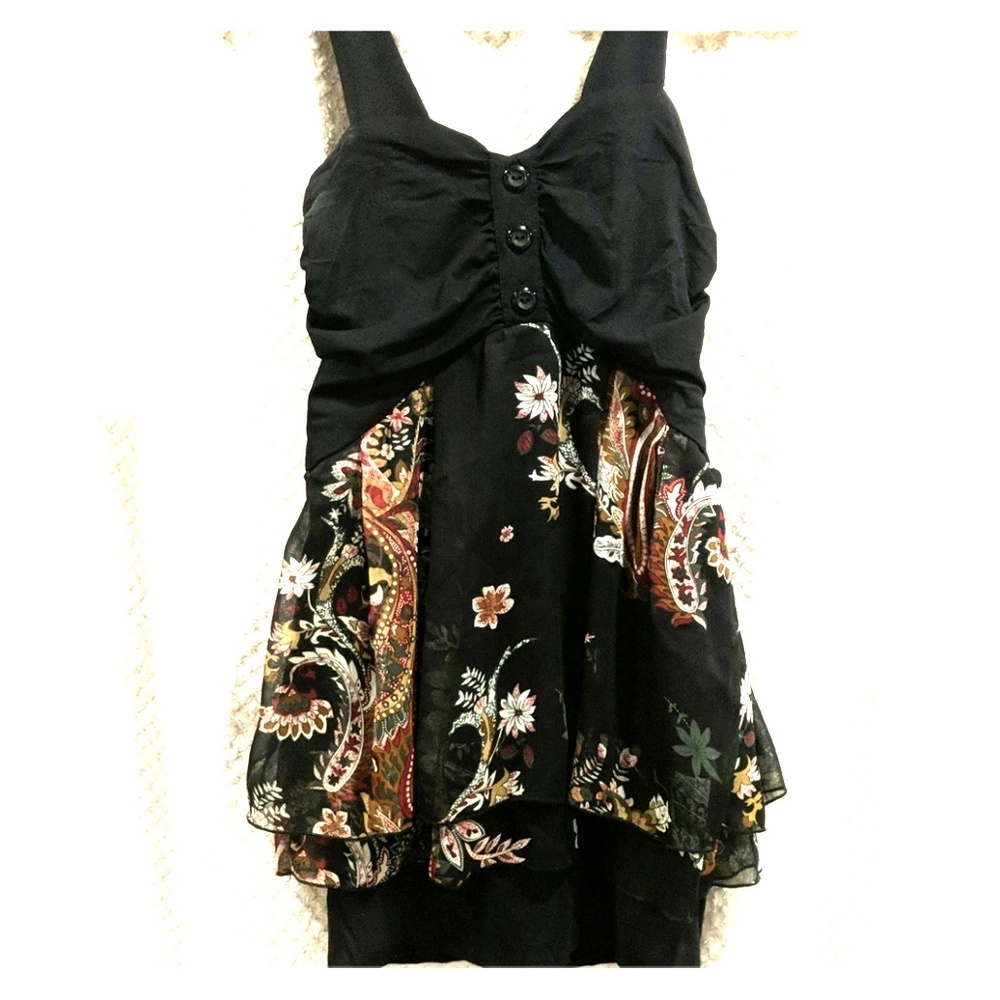 Black thick strapped button dress